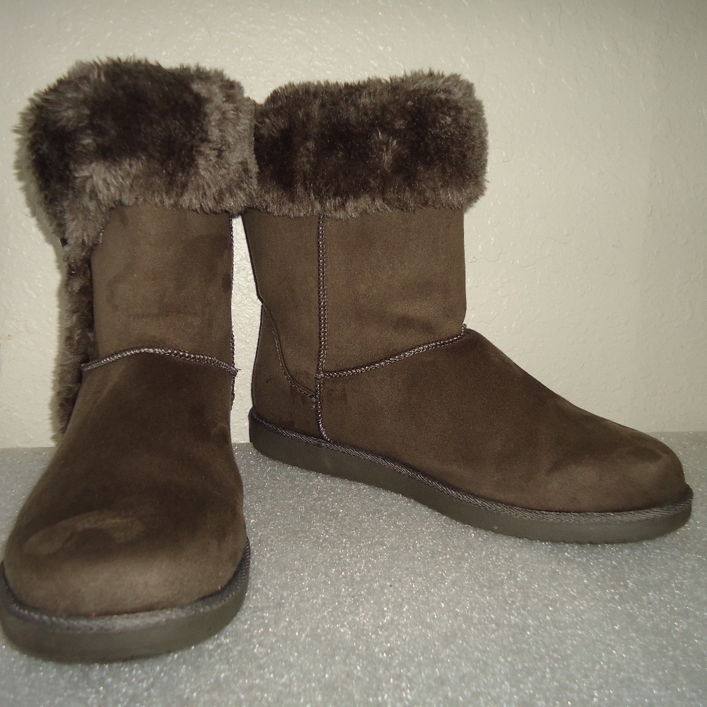 Airwalk Women's Brown Suede Faux Fur Lined Toggle Button Boots Winter Shoes 11 - Picture 6 of 13